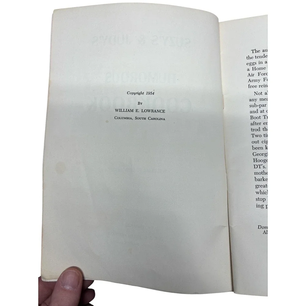 Suzy's & Judy's‎ Humorous Cookbook,Columbia South Carolina 1950s